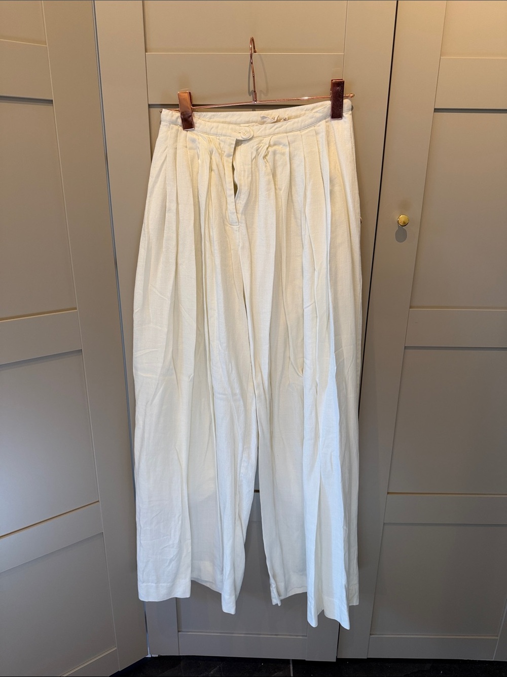 Vrg girl White Wide-Leg Pleated Pants